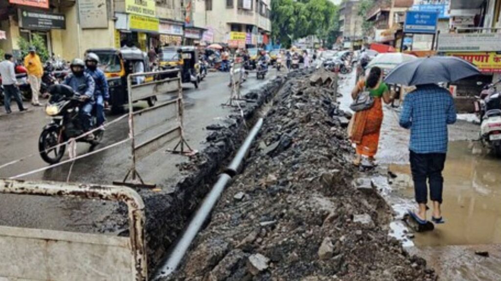 Freshly Asphalted Road Dug Up Illegally, Causing Traffic Mayhem in Pune