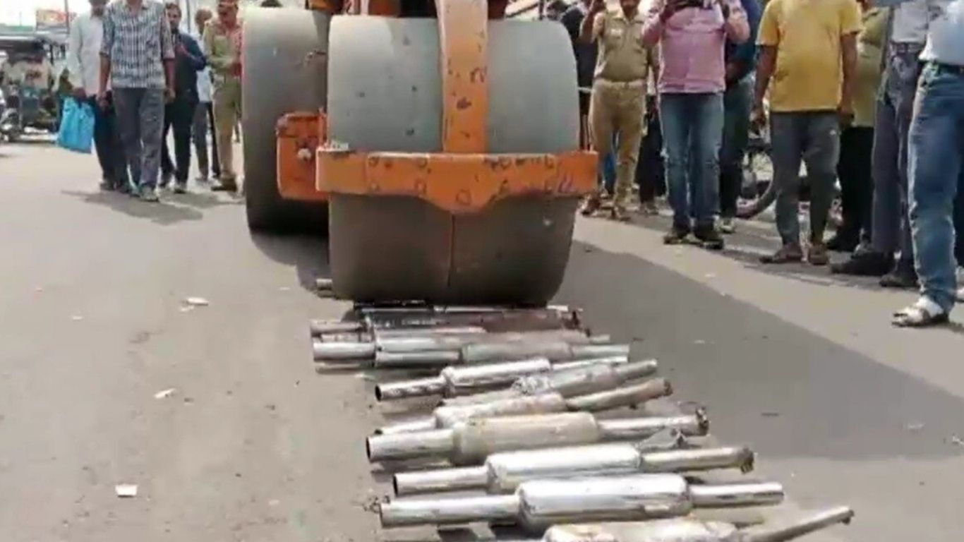 Fed Up with Noise, Baramati Police Smash Bullet Silencers—Locals Breathe a Sigh of Relief