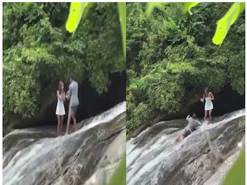 Waterfall Proposing Turns Into Scare: Youth Swept Away Mid-Proposal in Viral Video, Rescued Safely 2 image 25