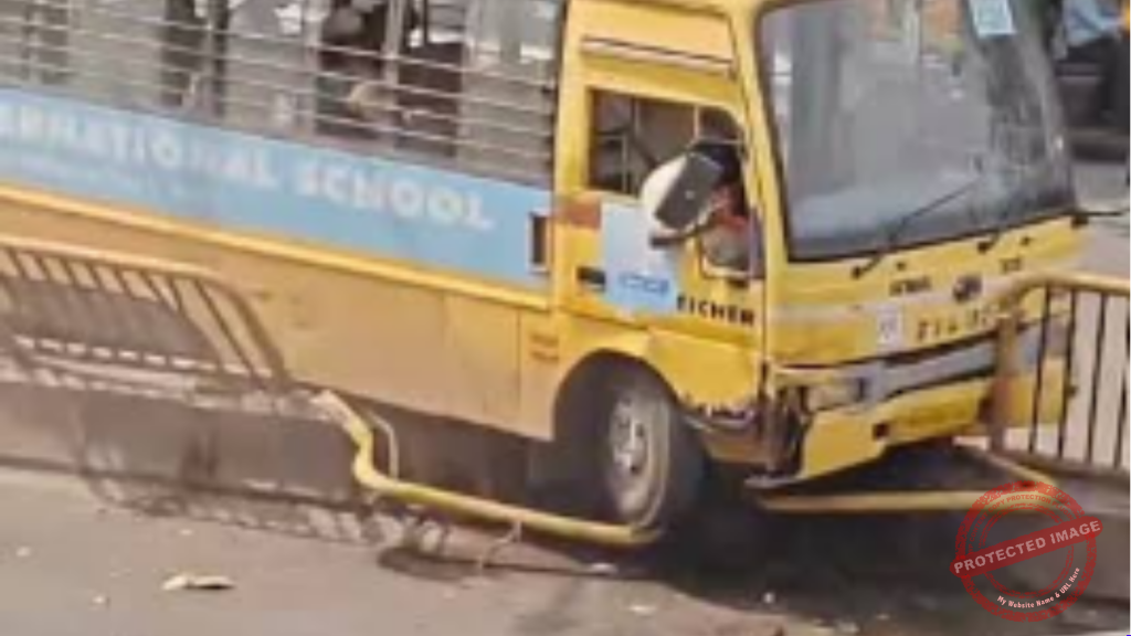 Podar International School Bus Hits BRT Divider in Kalewadi; Driver Taken to Hospital